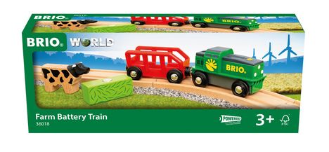 BRIO World - 36018 Bauernhof-Batteriezug | Batteriebetriebene Spielzeuglok für Kinder ab 3 Jahren, Spiele