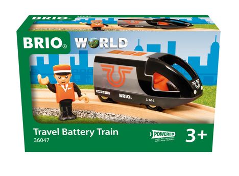 BRIO World - 36047 Orange-schwarzer Reisezug | Batteriebetriebener Spielzeugzug für Kinder ab 3 Jahren, Spiele