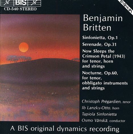 Benjamin Britten (1913-1976): Nocturne für Tenor &amp; Kammerorchester op.60, CD
