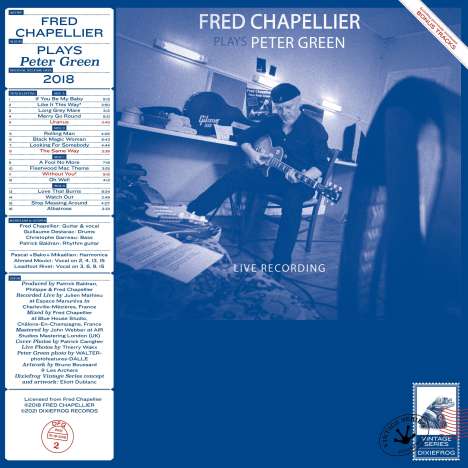 Fred Chapellier: Plays Peter Green - Live Recording 2018 (Transparent Blue Vinyl), 2 LPs
