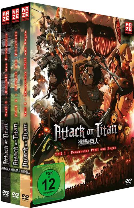 Attack on Titan - Anime Movie Trilogie, 3 DVDs