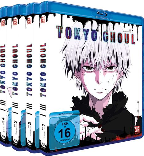 Tokyo Ghoul Staffel 1 (Gesamtausgabe) (Blu-ray), 4 Blu-ray Discs