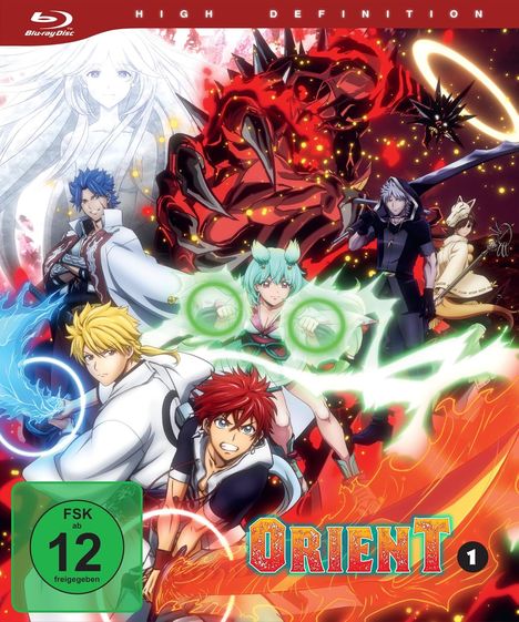 "ORIENT", FSK ab 12, Blu-ray. Eine dynamische Anime-Illustration mit mehreren Charakteren und einem roten Monster.