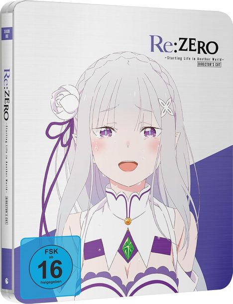 Text: "Re:ZERO -Starting Life in Another World- DIRECTOR'S CUT", "FSK ab 16 freigegeben". Illustration einer Anime-Figur.