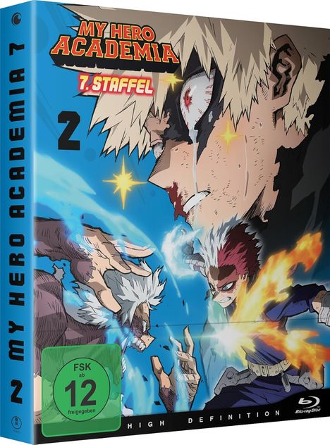 "My Hero Academia 7. Staffel, 2", FSK 12. Anime-Cover mit Kämpfenden Figuren und leuchtenden Effekten.