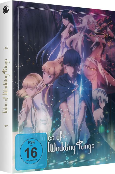 "Tales of Wedding Rings", "FSK ab 16 freigegeben". Illustration mit mehreren animierten Charakteren in fantasievoller Kleidung.