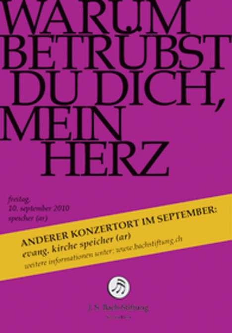 Johann Sebastian Bach (1685-1750): Bach-Kantaten-Edition der Bach-Stiftung St.Gallen - Kantate BWV 138, DVD