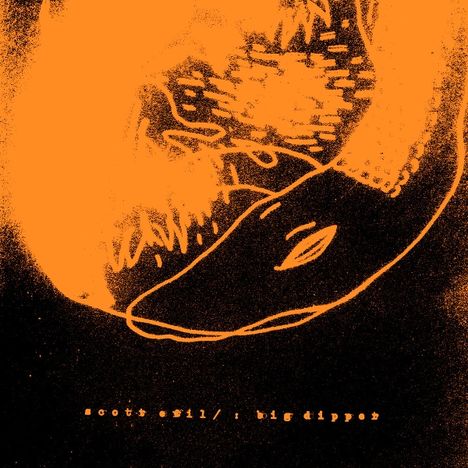 Text: "scott exil // : big dipper". Illustration eines schlafenden Tieres in orange und schwarz.