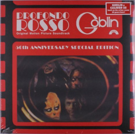 "Profondo Rosso Original Motion Picture Soundtrack", "50th Anniversary Special Edition" auf rotem Hintergrund.