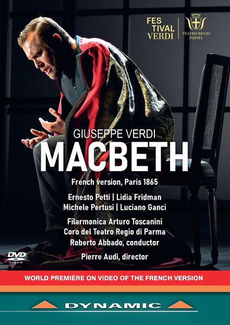 Titel: Giuseppe Verdi Macbeth. Französische Version, Paris 1865. Bild: Ein Mann im Profil, dramatische Szene.