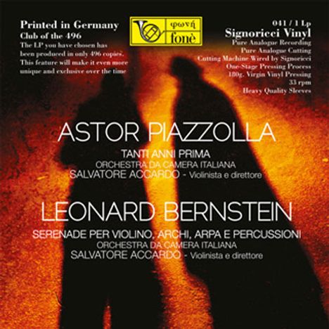 Leonard Bernstein (1918-1990): Serenade für Violine, Streicher, Harfe, Schlagzeug (180g), LP