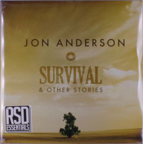 Text: "JON ANDERSON, SURVIVAL & OTHER STORIES, RSD ESSENTIALS". Goldener Himmel über einsamem Baum in Landschaft.