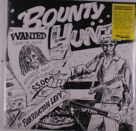 "WANTED DEAD OR ALIVE", "Notorious Wolf in Sheep's Clothing", "$5,000", Illustration eines Kopfgeldjägers mit Gewehr.