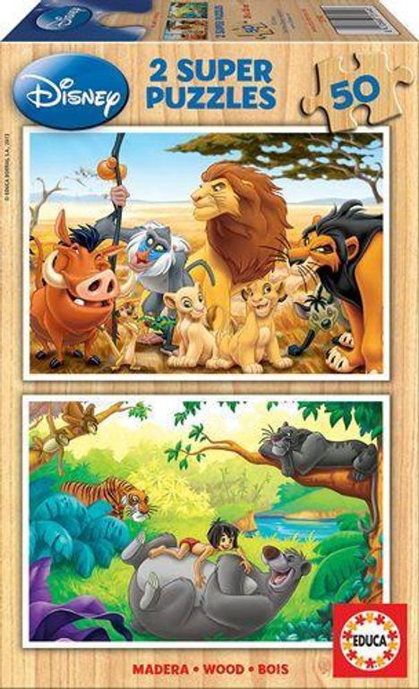 Disney: Educa - Disney - Tierfreunde - Puzzle 2x50 Teile, Diverse