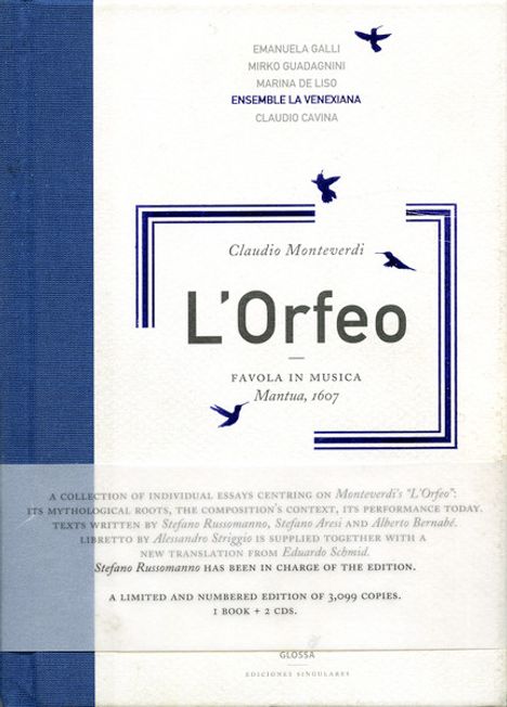 Claudio Monteverdi (1567-1643): L'Orfeo (Deluxe-Ausgabe im Hardcover-Buch / englische Version), 2 CDs