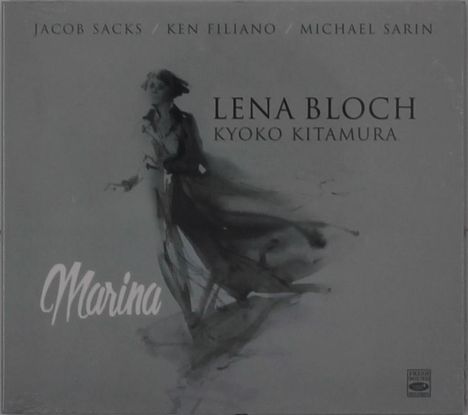 „Marina“ in schwungvoller Schrift, vernebelt dargestellte Person, Namen: Jacob Sacks, Ken Filiano, Michael Sarin, Lena Bloch, Kyoko Kitamura.