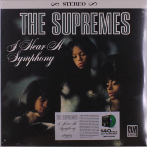 "The Supremes" und "I Hear A Symphony" stehen oben. Drei Frauen mit geschlossenen Augen in einem dunkel gehaltenen Porträt.