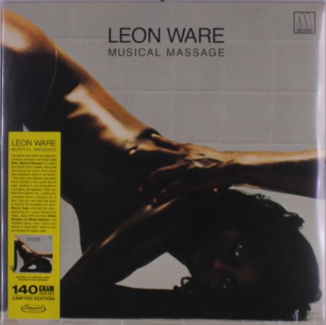 "LEON WARE MUSICAL MASSAGE" steht in Großbuchstaben, dazu ist ein künstlerisches Foto einer liegenden Person zu sehen.
