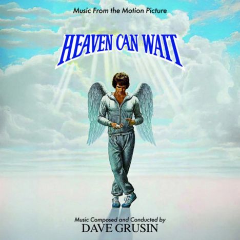 "Music From the Motion Picture", "HEAVEN CAN WAIT", "Music Composed and Conducted by DAVE GRUSIN". Engel im Trainingsanzug in Wolken.