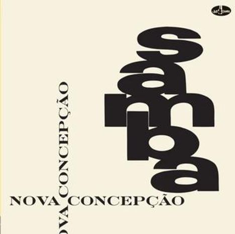 „samba“ ist groß in der Mitte, „NOVA CONCEPÇÃO“ zweimal in kleineren Lettern, schwarzer Text auf beigem Hintergrund.