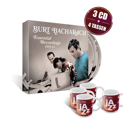 Burt Bacharach (1928-2023): Essential Recordings 1955-62 (Limitierte Edition + 4 Jazzpresso Tassen), 3 CDs und 1 Merchandise