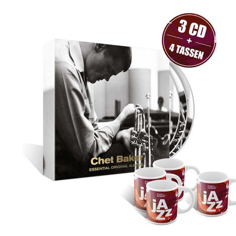Chet Baker (1929-1988): Essential Original Albums (limitierte Edition + 4 Jazzpresso Tassen), 3 CDs und 1 Merchandise