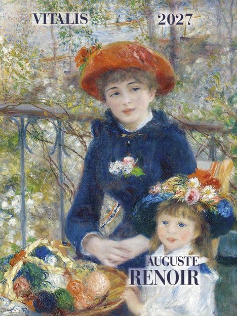 "VITALIS 2027" und "AUGUSTE RENOIR" sind die Texte. Darstellung: Zwei Personen mit Blumenhüten, impressionistische Malerei.