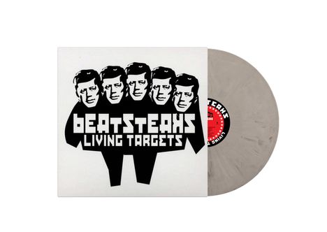 Text: "BEATSTEAKS LIVING TARGETS". Illustration: Fünf stilisierte Köpfe nebeneinander, verbunden mit blockigen Buchstaben.
