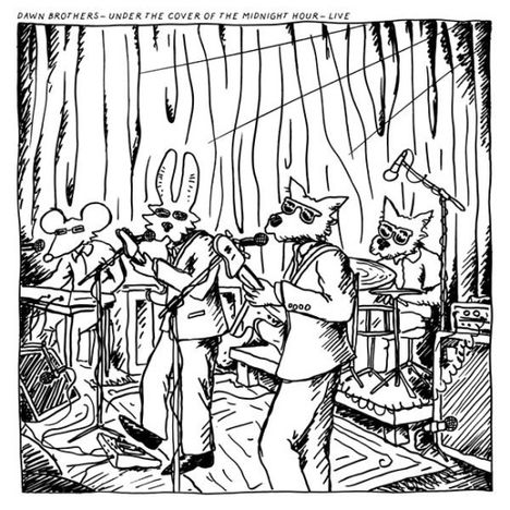 "Dawn Brothers – Under the Cover of the Midnight Hour – Live" zeigt Tiere in Anzügen, die auf einer Bühne Musik spielen.