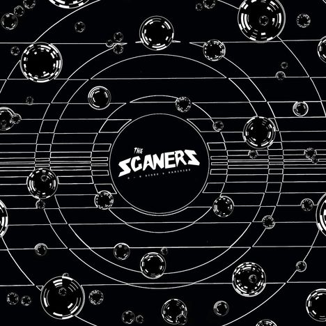 "The Scaners" und "B-Sides & Rarities" in der Mitte. Geometrische Kreise und Linien verteilen sich auf schwarzem Hintergrund.