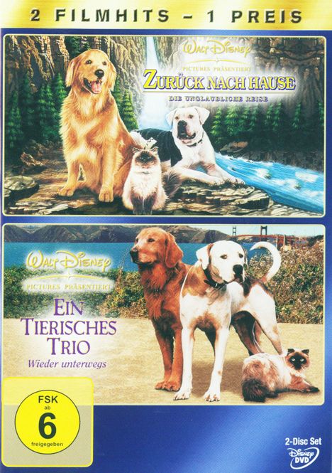 Zurück nach Hause / Ein tierisches Trio, 2 DVDs