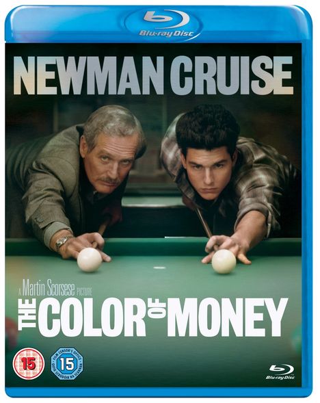 Text: "Newman Cruise", "The Color of Money", "A Martin Scorsese Picture". Zwei Personen spielen Billard. Blu-ray-Hülle.