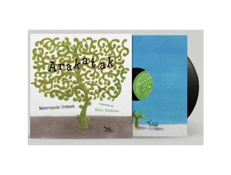 "Arakatak", Metropole Orkest, Miho Hazama. Illustration eines kurvigen Baumes mit Vogel, daneben eine Schallplatte.