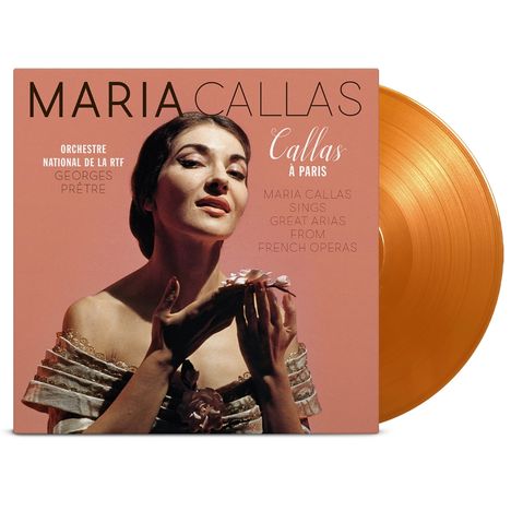 Albumcover: „Maria Callas, Callas à Paris“. Orchester National de la RTF, Georges Prêtre. Bild der Sängerin in eleganter Pose.