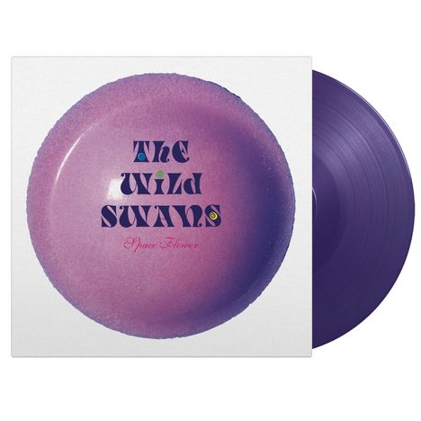 Text: "The Wild Swans, Space Flower". Violettes Vinyl auf einem Cover mit lila Kreis.
