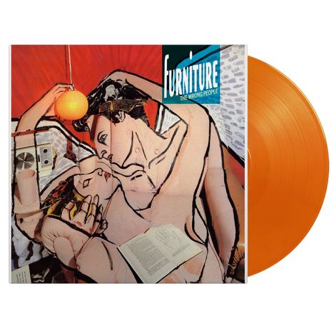 "FURNITURE THE WRONG PEOPLE" steht auf einem Albumcover. Darauf eine expressionistische Illustration eines Paares.