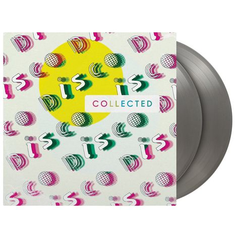 Der Text "Collected" steht vor einem Hintergrund aus bunten Disco-Kugeln und stilisierten Buchstaben.