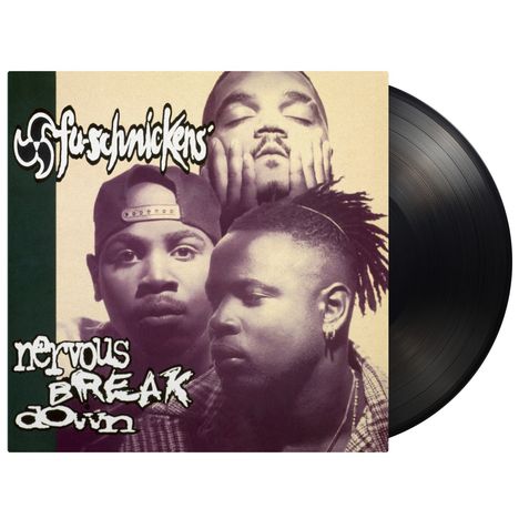 "Fu-Schnickens" und "Nervous Breakdown". Drei Männer, einer mit geschlossenen Augen, einer mit Basecap, einer mit Dreadlocks. Vinyl-Schallplatte.