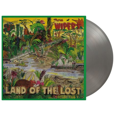 Text: "Wipers", "Land of the Lost". Illustration eines dichten, bunten Dschungels mit einem Pfad und einem Flusslauf.