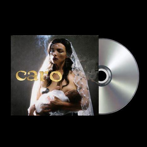 Text „caro“. Eine Frau stillt ein Baby, trägt ein Schleier. CD-Hülle und Disc sind sichtbar.