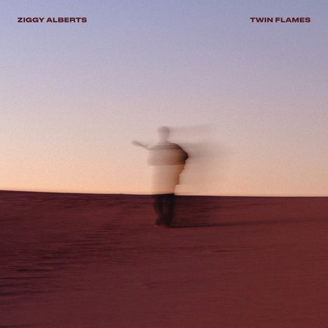 ZIGGY ALBERTS, TWIN FLAMES. Verschwommene Figur steht in einer Wüstenlandschaft bei Dämmerung.