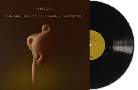 ANOROK - JURE PUKL | PETER EVANS | JOE SANDERS | NASHEET WAITS - melt. Dunkle, organische Form, Schallplatte sichtbar.