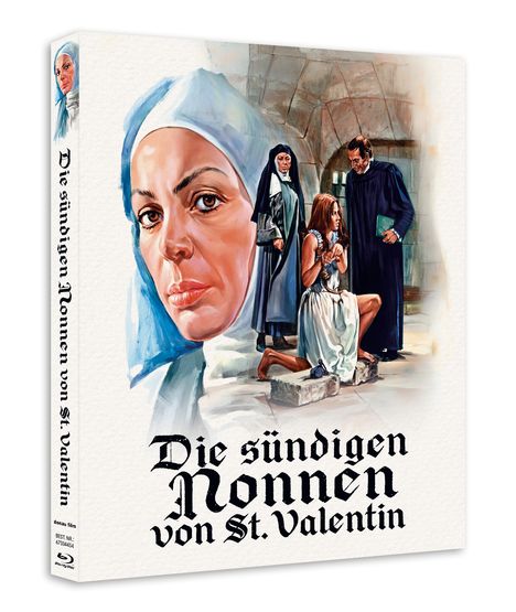 „Die sündigen Nonnen von St. Valentin.“ Illustration: Nahaufnahme einer Nonne, weitere Figuren in einem Gewölbe.