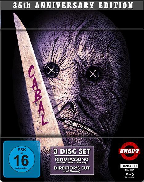 Cabal - Die Brut der Nacht (35th Anniversary Edition) (Ultra HD Blu-ray & Blu-ray im Steelbook), 1 Ultra HD Blu-ray und 2 Blu-ray Discs
