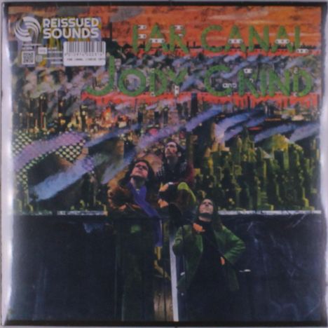 „FAR CANAL" und „JODY GRIND" in grünen Buchstaben, darüber eine Stadtlandschaft und drei Männer, die nach oben schauen.