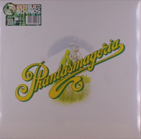 Text: "Phantasmagoria", "REISSUED SOUNDS". Farbiger, geschwungener Schriftzug mit Pflanzenornamenten in der Mitte.