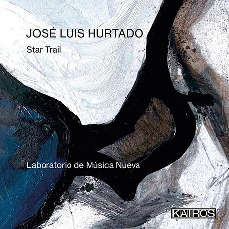 Texte: "JOSÉ LUIS HURTADO", "Star Trail", "Laboratorio de Música Nueva". Abstraktes Gemälde in dunklen und weißen Tönen.