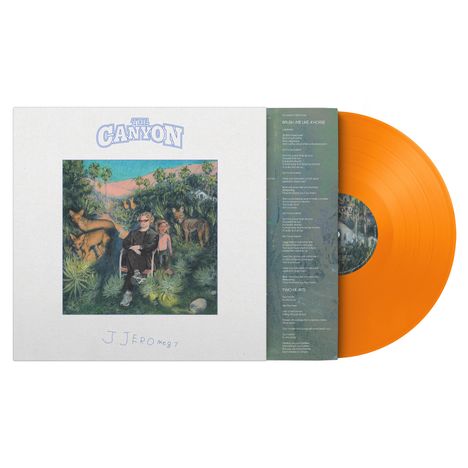 Text: Oben "The Canyon". Unten handschriftlich "J JEROME 87". Illustration: Zwei Menschen in einem grünen Wald mit Tieren. Orangefarbene Vinyl.