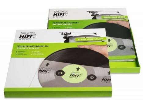 FLUX-Sleeves Innenhüllen 50er in Sammlerbox + FLUX Vinyl-Brush Samt-Karbon (Bundle), Zubehör