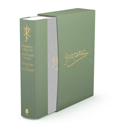 Ein grün-graues Buchset mit goldener Aufschrift: "Humphrey Carpenter, Christopher Tolkien, The Letters of J.R.R. Tolkien".